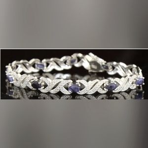 Lot68 Genuine 5.00 ct Sapphire & Diamond Accent Bracelet